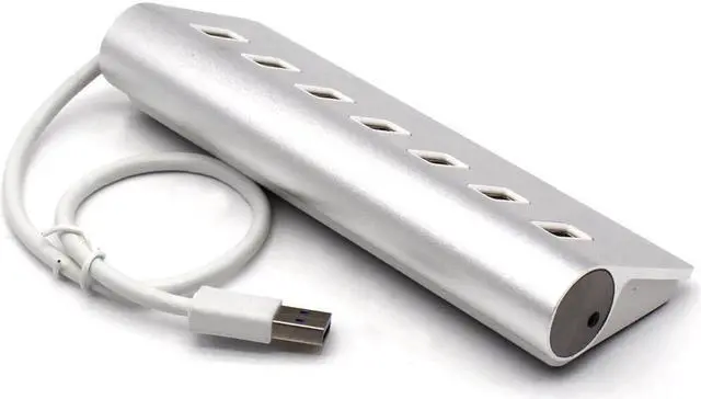 Alt view image 5 of 5 - 7 Port Aluminum USB 3.0 HUB 5Gbps High Speed +AC Power Adapter For PC Laptop Mac US EU UK plug