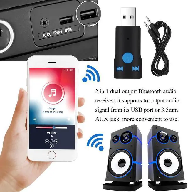 Alt view image 4 of 5 - Wireless Car Bluetooth Receiver USB Adapter AUX 3.5mm Jack Dongle Handsfree For Car Call Bluetooth Auto Music Receiver