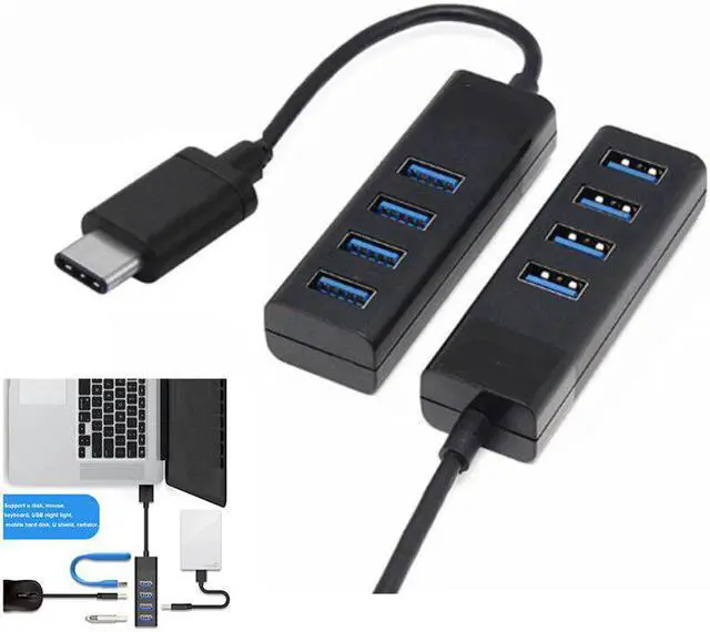 Main image of 4-in-1 Type-C Multiple Ports USB 3.0 Super Speed Hub Adapter with Cable 4-In-1 USB Extention Transfer for PC MacBook Pro