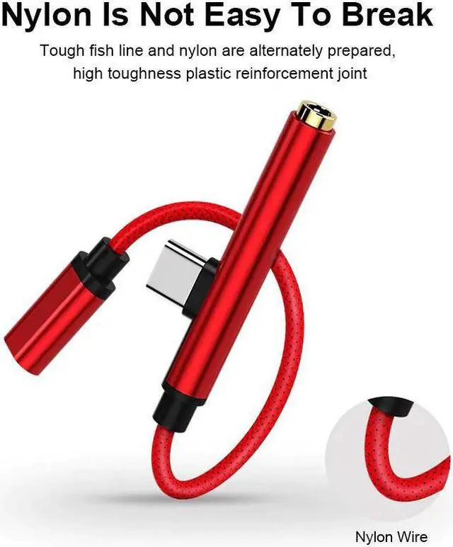 Alt view image 2 of 5 - to 3.5mm Jack Headphone Aux Audio Cable 2 in 1 USB Type C Adapter Charger Cable for   s8 Note 9 HTC