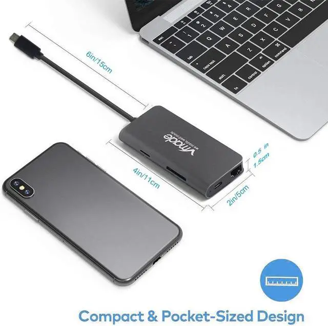 Alt view image 5 of 5 - USB C HUB USB-C to 3.0 HUB HDMI RJ45 Thunderbolt 3 Adapter for MacBook  Galaxy S9  P20 Mate 20 Pro Type C USB HUB