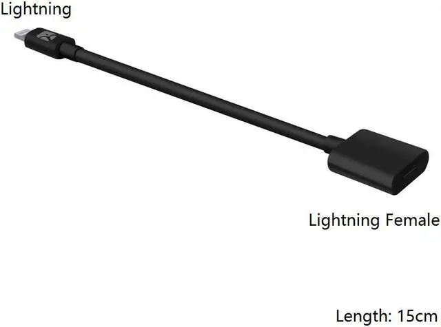 Alt view image 3 of 5 - Lightning Extension Cable for iPhone; Pass Video, , Audio Through Male to Female 8-Pin Cable, Charge Apple Pencil 2m