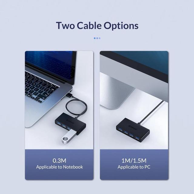 Alt view image 3 of 5 - Mini USB 3.0 HUB 4 Port Power Supply OTG with Micro USB Power Interface for MacBook Laptop Tablet Computer OTG USB HUB