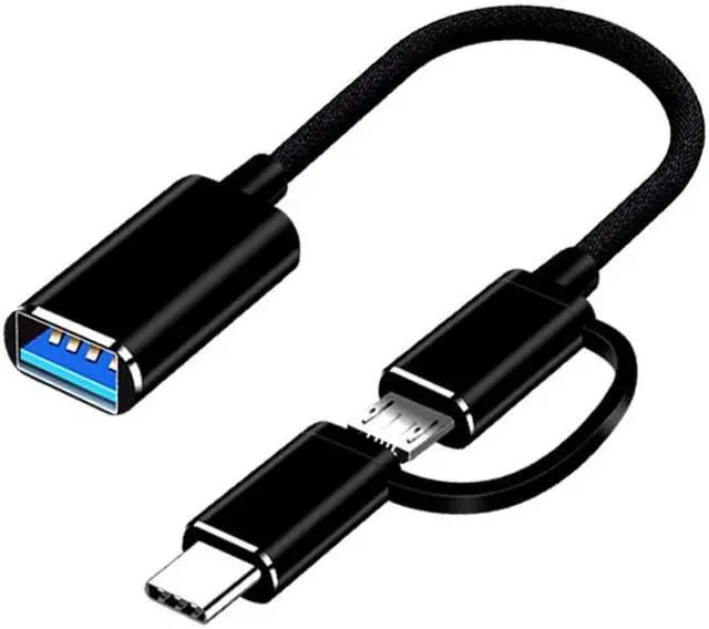 Alt view image 2 of 5 - 2 In1 USB OTG Adapter Cable Type-C Micro USB Converter Micro USB OTG Adapter for Smartphone Transfer Cable Line