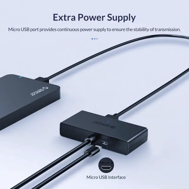 Alt view image 2 of 5 - USB HUB 4 Port USB 3.0 Splitter With Micro USB Power Port Multiple High Speed OTG Adapter for Computer Laptop Accessories