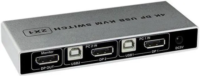 Alt view image 2 of 5 - Arrival-Displayport KVM Switch 4K/60Hz , Dual-Port DP 1.2 KVM Switcher 2 in 4 Out for Sharing Printer Keyboard Mouse (EU Plu