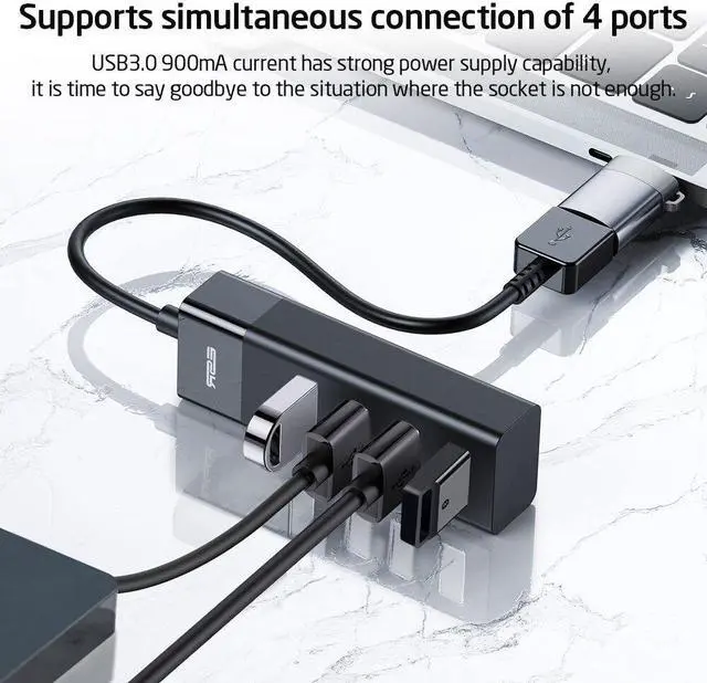 Alt view image 4 of 5 - 4 Ports USB HUB Multi USB Splitter Cable Adapter USB 3.0 Hub High Speed Fast Transfer Splitter 4 in 1 for PC MacBook Laptop