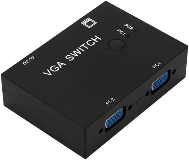 Alt view image 4 of 5 - Cable Wide Screen Video Sharing Box Accessories Black Manual LCD TV 2 Port VGA Switch KVM Splitter Metal For PC Monitor
