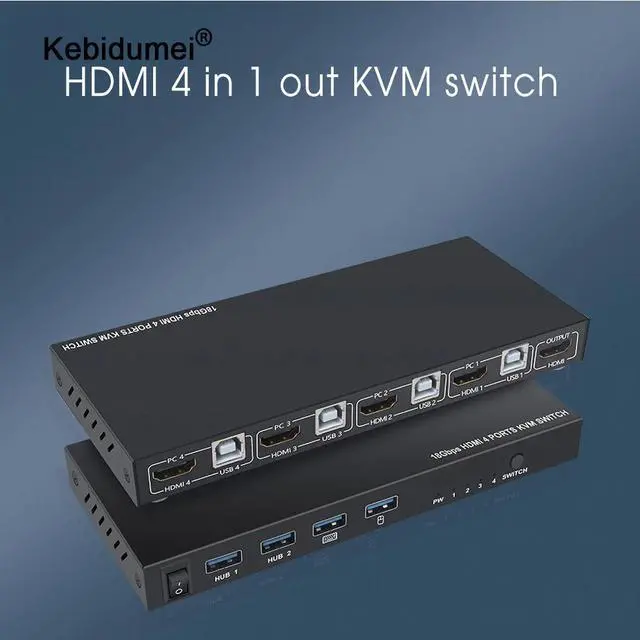 Main image of 2/4 Ports USB KVM Switcher Splitter Box 4K Video Display USB KVM Switch Box for Sharing Printer Keyboard Mouse