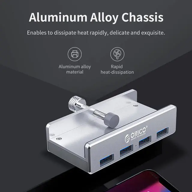 Alt view image 2 of 5 - Desktop Grommet USB 3.0 HUB With Headphone Microphone Port Type C HUB OTG Adapter Splitter For Laptop Accessories