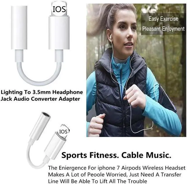 Alt view image 2 of 5 - 3.5mm Jack Audio Cable Adapter for iPhone X XS Max 8 7 Plus  Earphone Aux Splitter Headphone 12 IOS Syetem Converter Accessories
