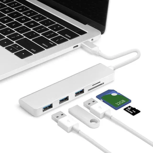 Alt view image 5 of 5 - Hub To 3 USB 3.0 Hub  HDMI /VGA/RJ45 Adapter Thunderbolt 3 USB-C  TF  PD Slot Hub for Macbook Pro Air 13 15 16 2019