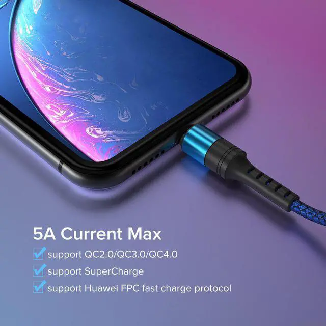 Alt view image 3 of 5 - 5A USB Type C Cable Quick Charge 3.0  Wire for  Mate 30 20 P30 P20 Pro Fast Charging USBC Cord for  10 9
