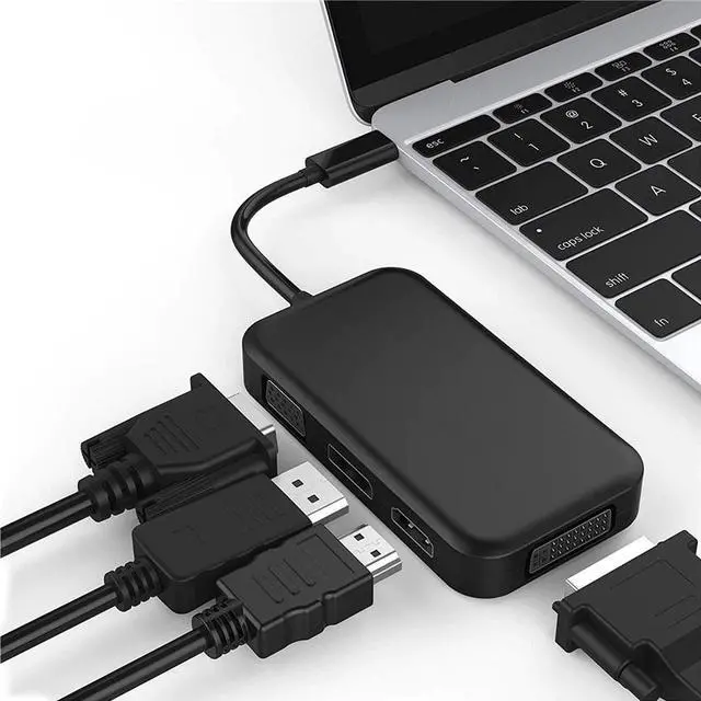 Alt view image 2 of 5 - C HUB USB C to  4K VGA DP DVI Convertor USB C to DisplayPort 4K 60HZ VGA DVI Adapter for Macbook Dell Thunderbolt Dock