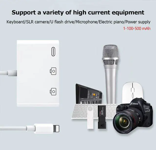 Alt view image 3 of 5 - New OTG Double USB Adapter for iPhone 8 X iOS 13 USB camera U flash drive converter for lightning USB cable headphones