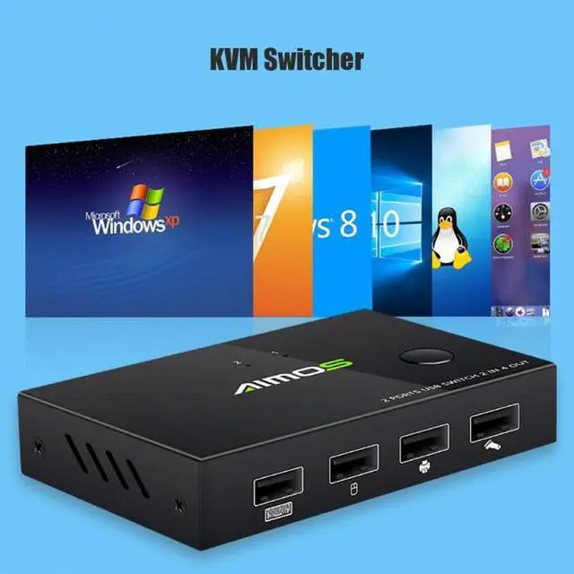 Alt view image 5 of 5 - KVM Switch Box Sharing Switcher Selector 2 In 4 Out Adapter for Keyboard Mouse Printer Monitor /DVR/Android Phones
