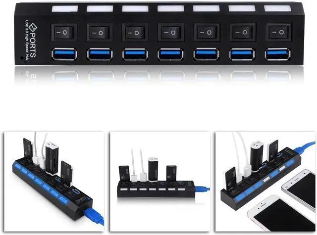 Main image of USB Hub 2.0/3.0 Multi USB Port 7 Ports Hub USB High Speed Hab With on/off Switch USB Splitter For PC Computer Accessories