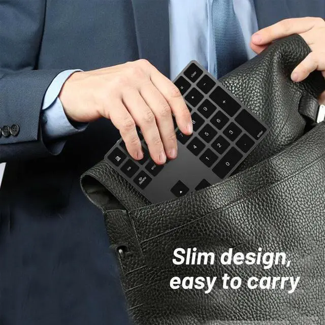 Alt view image 5 of 5 - Alloy Bluetooth Wireless Numeric Keypad with USB HUB Digital Input Function for Windows,OS,Android laptop PC