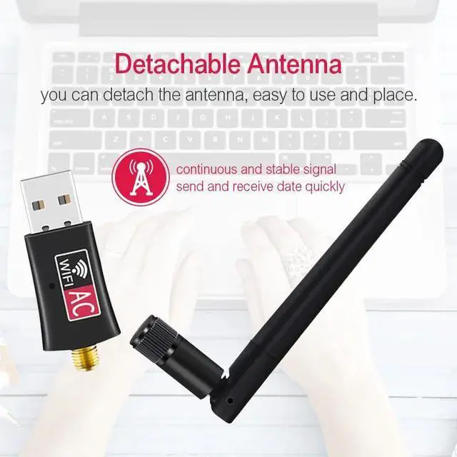Alt view image 4 of 5 - 600Mbps USB wireless wifi Adapter 2.4GHz 5GHz WiFi with Antenna Dual Band PC Mini Computer Network Card Receiver 802.11b/n/g/ac