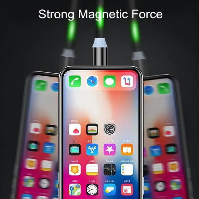 Alt view image 3 of 5 - Magnetic LED Light Cable Fast Charging Magnet Micro USB Type C Cable Wire Cord Type-C Charger For iphone