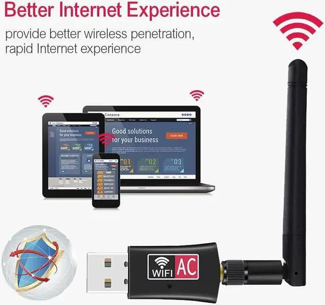 Alt view image 5 of 5 - 600Mbps USB wireless wifi Adapter 2.4GHz 5GHz WiFi with Antenna Dual Band PC Mini Computer Network Card Receiver 802.11b/n/g/ac