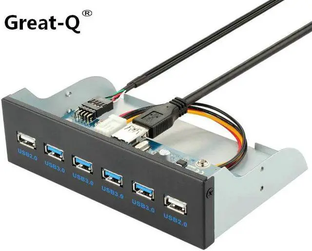 Alt view image 2 of 5 - 7 Port USB 3.1 TYPE-C USB 3.0 HUB Front Panel with 3.5mm Audio + TYPE C + USB3.0 + usb 2.0  Bracket for Desktop 3.5" Floppy