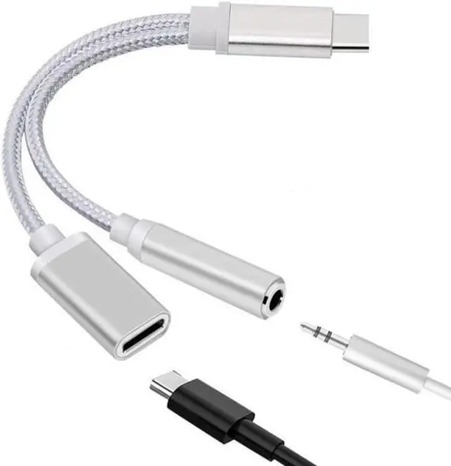 Alt view image 2 of 5 - 2 in 1 USB Type C OTG To 3.5mm Aux Jack Adapter  To Charging  Transmission Cable Mole Phone Converters For