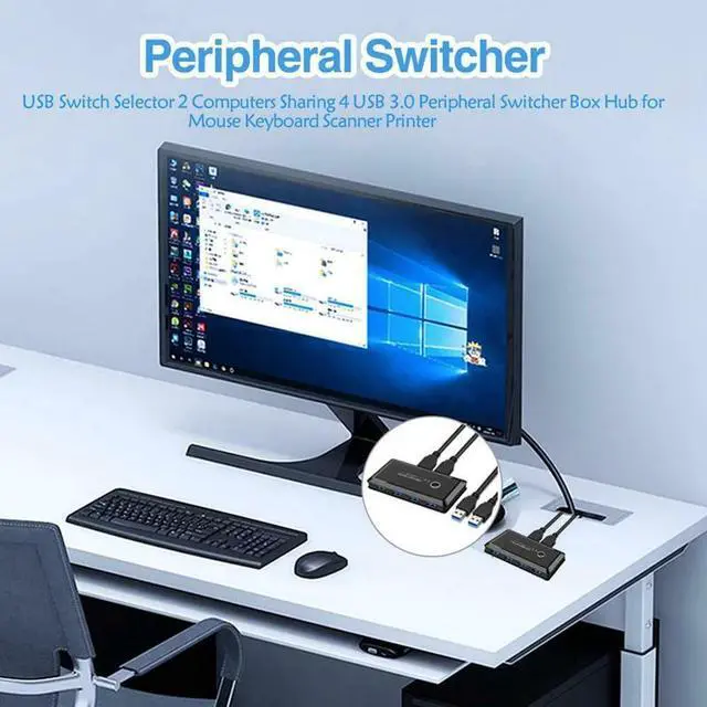 Alt view image 5 of 5 - Switch Box USB 3.0 Switcher 2 Port PCs Sharing 4 USB Devices for Keyboard Printer Monitor USB Switch
