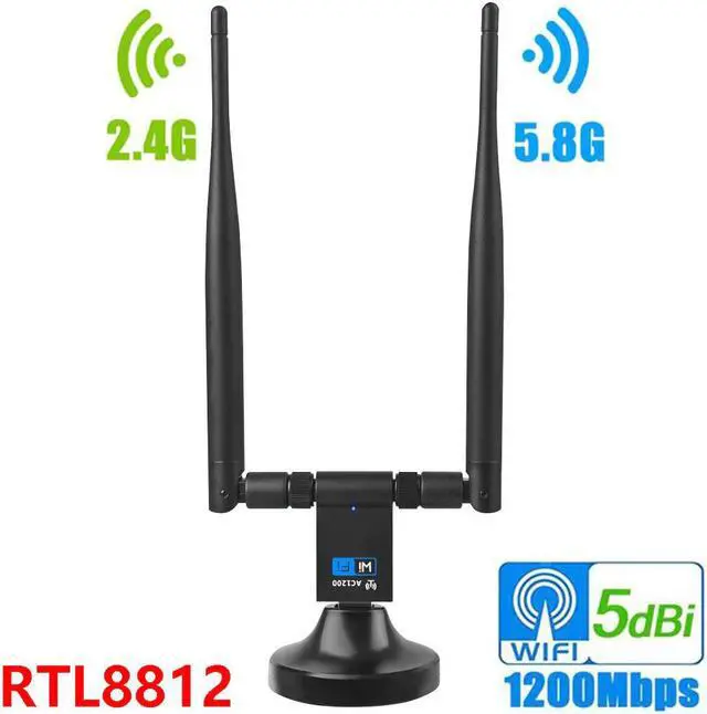Main image of 1200Mbps Wireless WiFi Adapter 2.4G 5G USB3.0 WiFi Dongle 802.11ac Network Adapter Support Windows XP/10/8/8.1/7/Vista/2