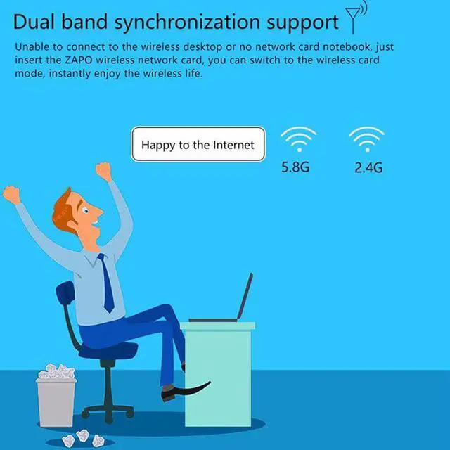 Alt view image 3 of 5 - RTL8812BU Chipset Network Card 2.4G/ 5G WiFi USB 3.0 Lan Adapter Wireless AC 1200Mbps Dongle 5dBi Antenna For Desktop Laptop