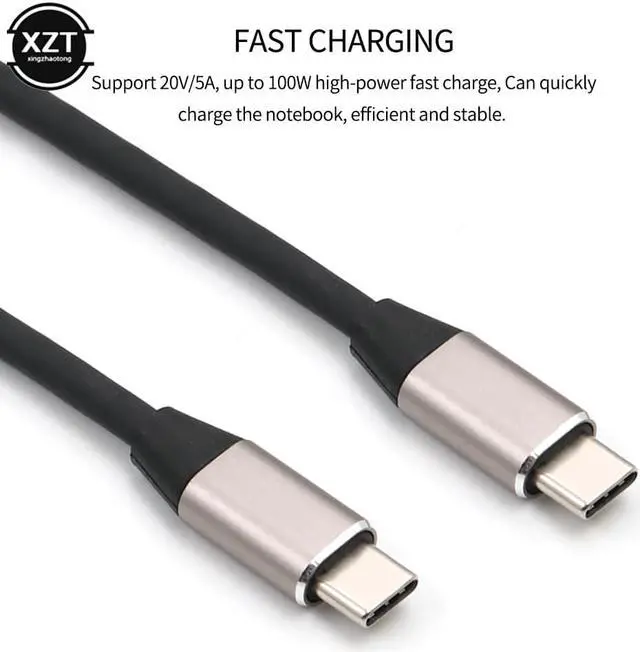 Alt view image 4 of 5 - C Male to  Type C Cable for  S10 S9 S8 Quick Charge 10Gbps PD 100W 120V5A Fast Charging for MacBook Pro Charge