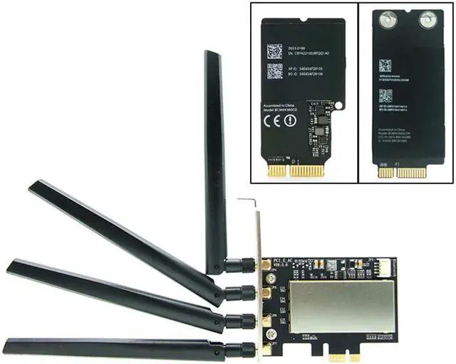 Alt view image 3 of 5 - for Broadcom BCM94331 BCM94360CD BCM943602CDAX BCM943602CS WLAN Card Desktop PCI-E Converter Adapter for  WiFi Card