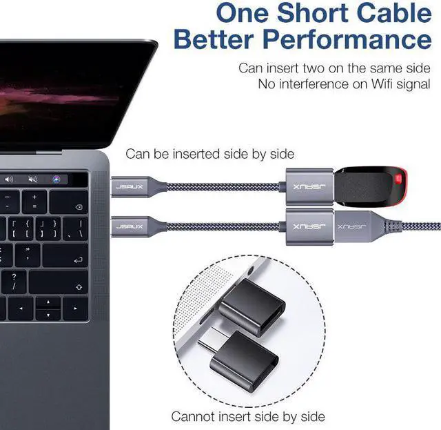 Alt view image 2 of 5 - 2Pack  USB C Adapter OTG Type C Cable USB C to USB 3.0 Adapter Otg Cable Thunderbolt 3 for MacBook