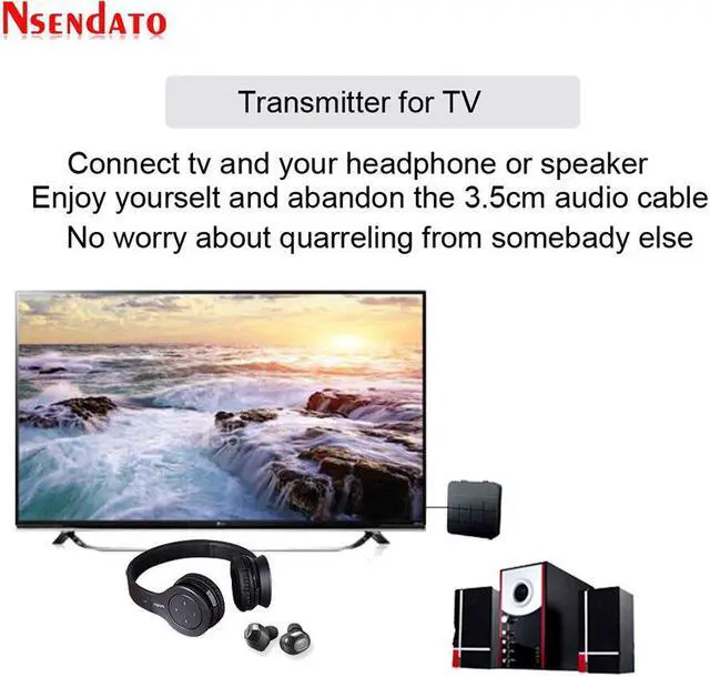 Alt view image 5 of 5 - 10M/33ft Wireless Bluetooth 5.0 Audio Receiver Transmitter 2 in 1 3.5mm Aux Stereo Bluetooth Resiver Adapter for TV PC Computer