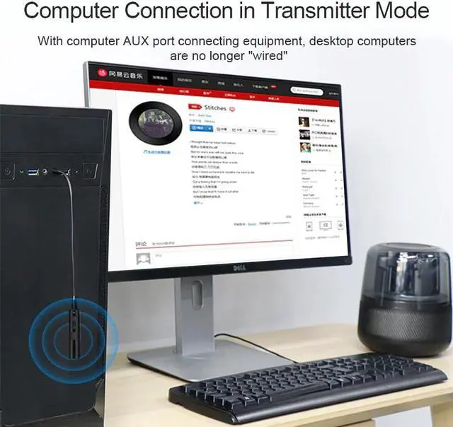 Alt view image 4 of 5 - Bluetooth 5.0 Transmitter Receiver aptx Adapter 2 in 1 3.5mm Jack Audio Wireless Adapter AUX for TV Headphones PC Car