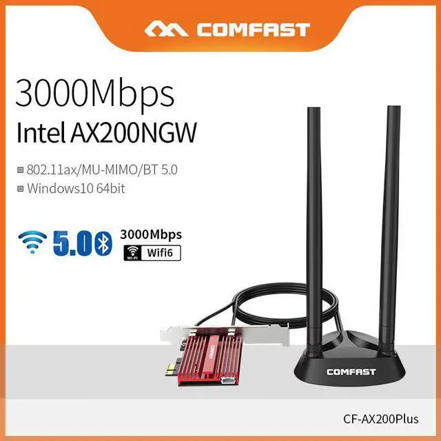 Main image of Wi-Fi 6 PCI-E Wireless Adapter 2.4G/5Ghz 802.11ac/ax Bluetooth 5.0 AX200NGW Wifi Card For  AX200 MU-MIMO