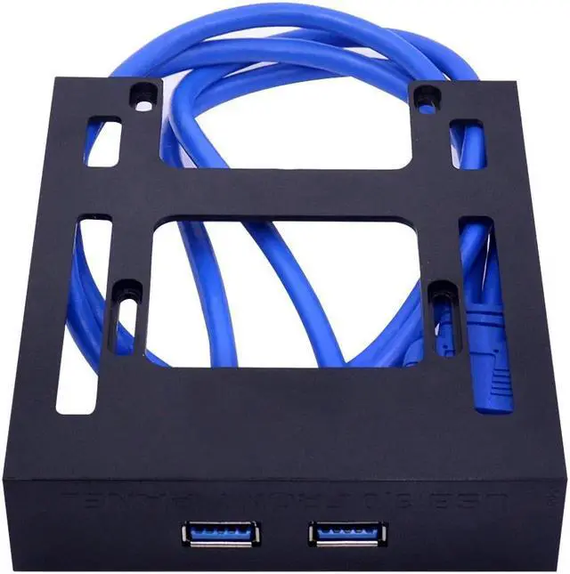 Alt view image 5 of 5 - 2 Port USB 3.0 Front Panel Cable Adapter 5Gbps 20Pin USB3.0 Hub Plastic Expansion Bracket for PC Desktop 3.5'' Floppy Bay