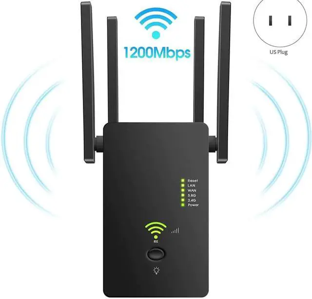 Alt view image 2 of 5 - Wireless Wifi Repeater Router Dual Band 2.4/5G Wi-Fi Extender WiFi Wireless Signal Booster-US Plug