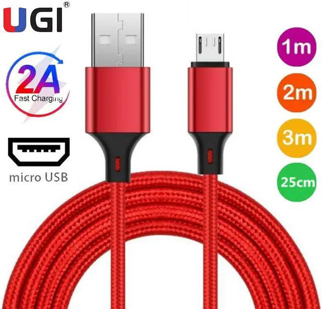 Alt view image 5 of 5 - 2A Fast Charging Cable Micro USB USB C Type C For Sync Transfer 1M 2M 3M Braided Nylon Cord Wire Red 2 Pack 3 Pack