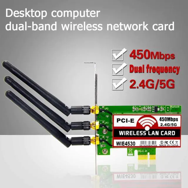Alt view image 3 of 5 - 450Mbps 2.4G/5G WiFi Wireless LAN Card PCI-E X1 Network Adapter PCIe PCI express Wifi Network Card for Desktop for Intel CPU