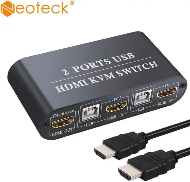 Main image of 2X1  KVM Switch Port Box 3 USB 2.0 Hub UHD 4K@30Hz 2 In 1 Out Hotkey Switchs For Win7/8/10/XP/Vista New 2020.