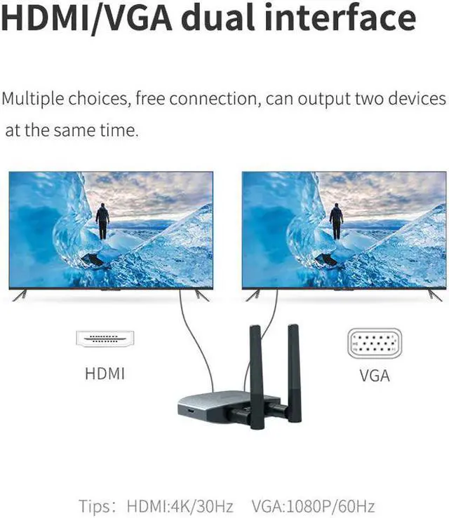 Alt view image 4 of 5 - VGA HD Adapter tv stick Wireless WiFi Display Dongle Screen Mirroring Video Audio Converter 4k for iPhone Android
