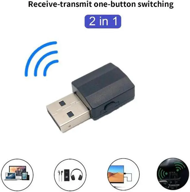 Alt view image 2 of 5 - 2 in1 bluetooth 5.0 Audio Receiver Transmitter Wireless Adapter Mini 3.5mm AUX Stereo Bluetooth Transmitter For TV PC Car