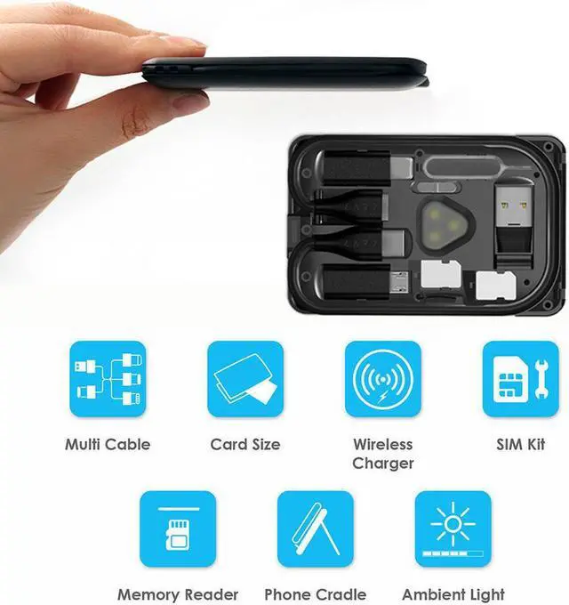 Alt view image 4 of 5 - Charger LED Light Urban Survival Card Universal Travel Slot Cable Storage Portable Multifunctional With Conversion Head