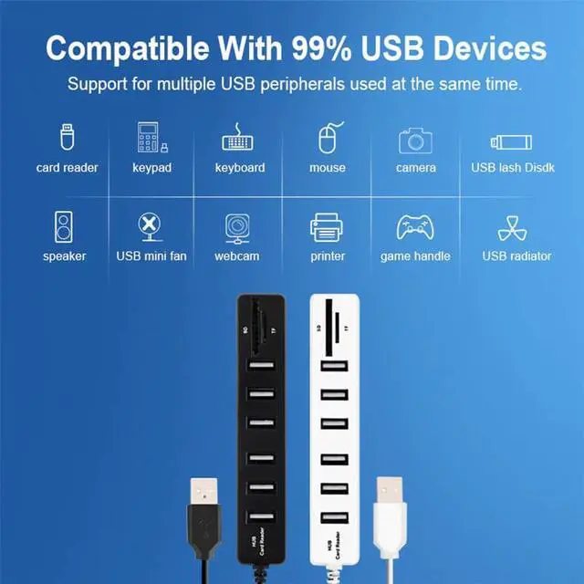 Alt view image 4 of 5 - Hub 3.0 Multi  Splitter 2.0  3.0 Hub 3 / 6 Ports Hab Micro TF/ Card Reader High Speed Computer Accessories For PC