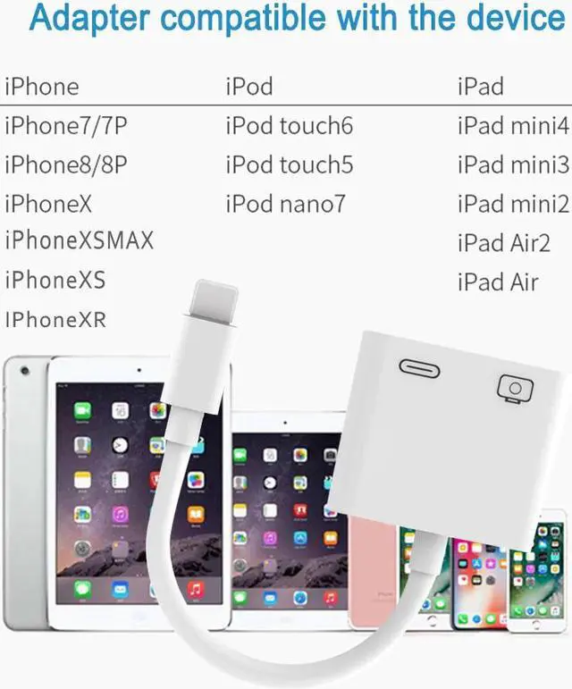 Alt view image 5 of 5 - 2 in 1 OTG Adapter for Lightning to USB 3 Camera Adapter OTG cable  converter for iPhone iPad iPod keyboard iOS 13 connector