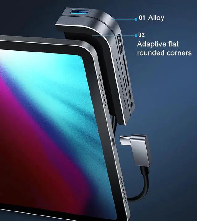 Alt view image 3 of 5 - C HUB to Multiport Adapter 3.0 Type-C HUB For iPad Pro Type C HUB For MacBook Pro Docking Station Multi 6 Ports