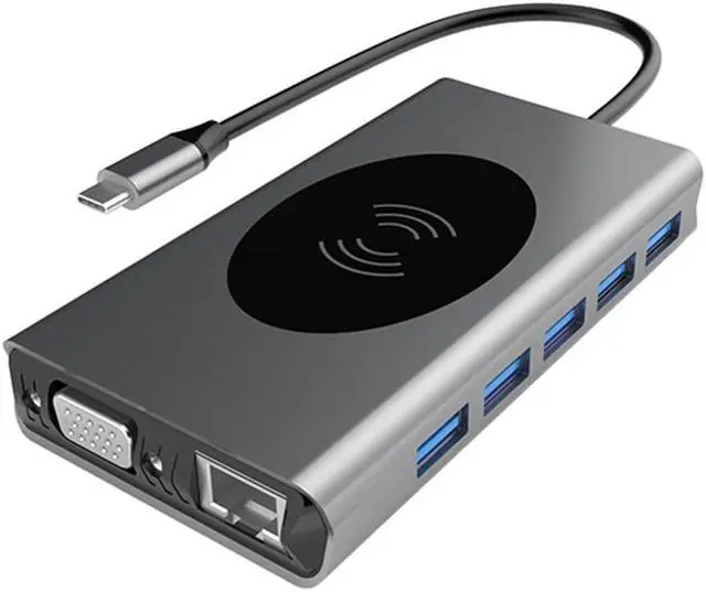 Alt view image 2 of 5 - Display USB C Hub 14 in 1  RJ45 VGA USB HUB 3.0 Adapter Dock for MacBook Pro Card Reader USB Splitter Type C USB HUB