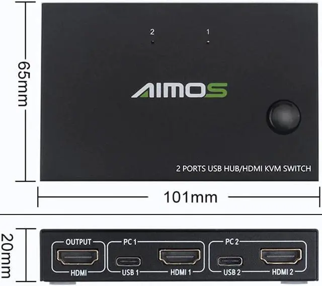 Alt view image 2 of 5 - 4K USB  KVM Switch Box Video Display USB Switch Splitter for 2 PC Sharing Keyboard Mouse Printer Plug and Paly