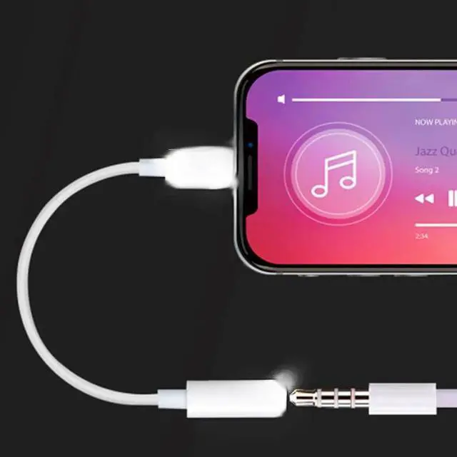 Alt view image 4 of 5 - For Lighting to 3.5mm Headphone Adapter Audio Aux Cable Adapter For iPhone 11 X XS Max For Lighting Jack Splitter Aux IOS 13